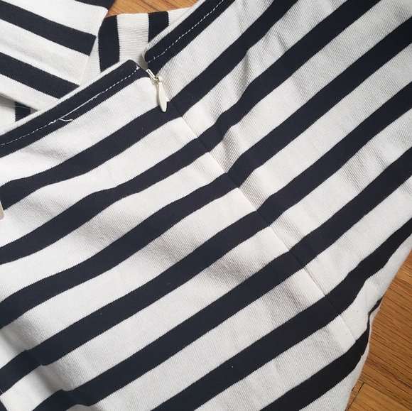 J.Crew black ivory stripe  long sleeve midi dress - Picture 6 of 7